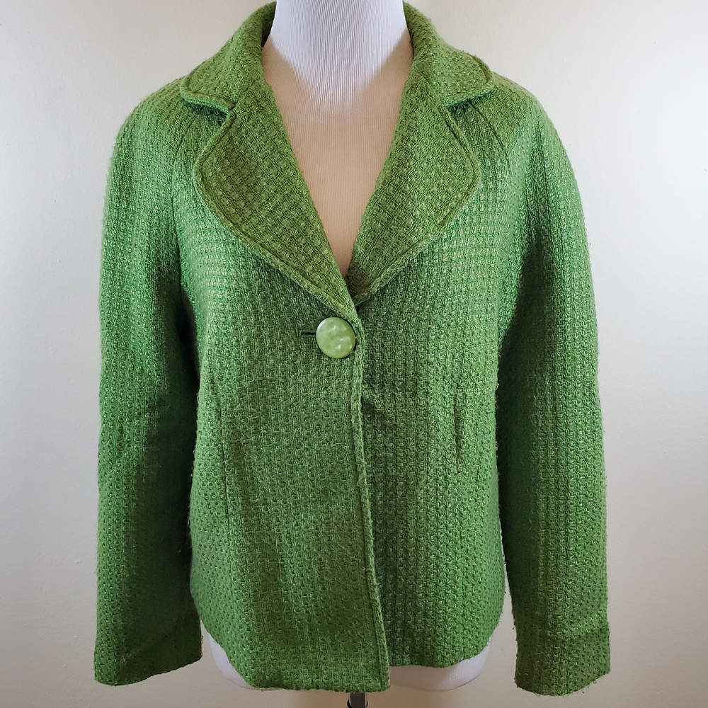 Green Tweed Single Button Swing Jacket/Coat